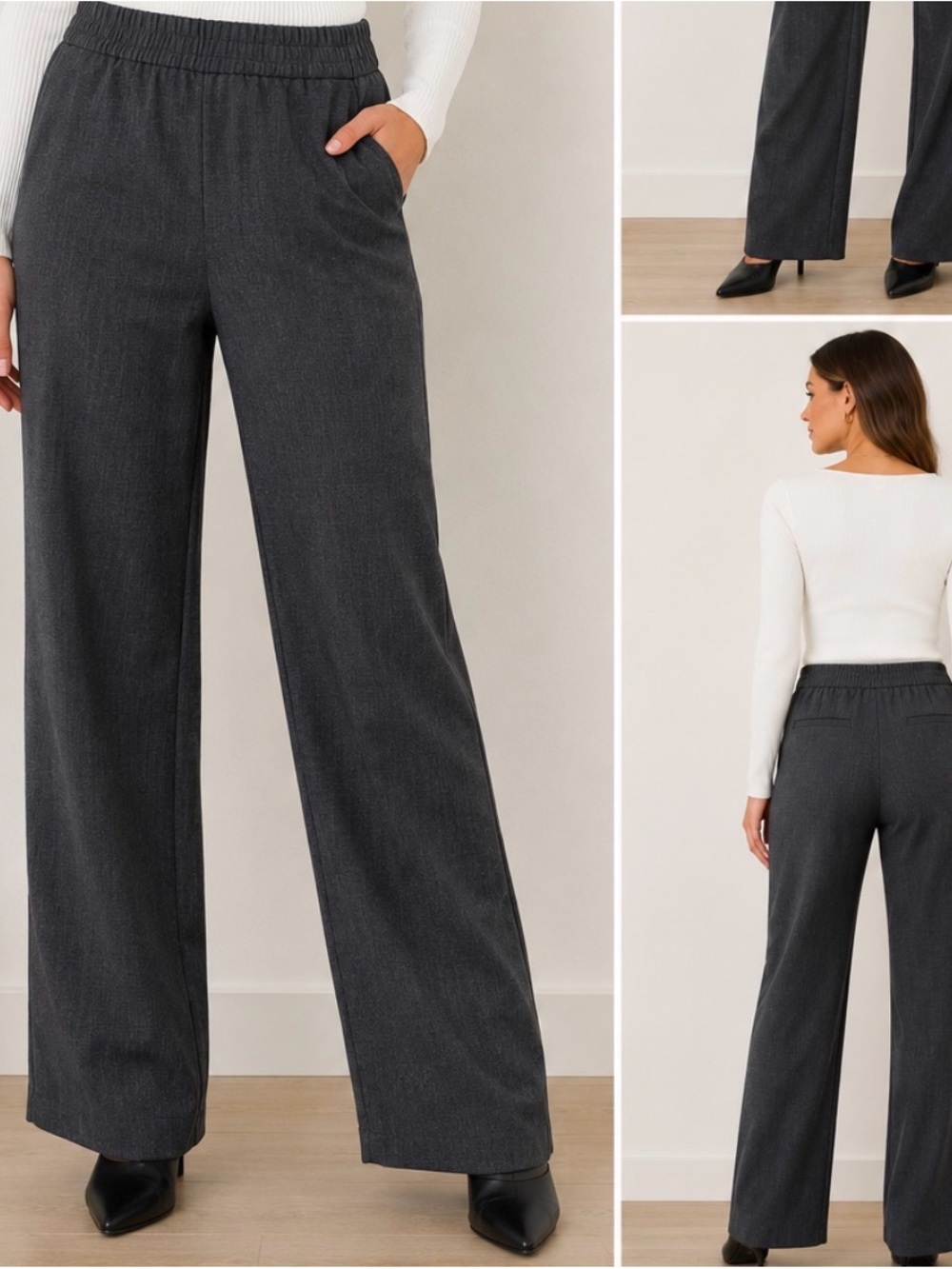 Maison d’Amélie Paris Charcoal Gray Pull-On Straight Leg Pants M